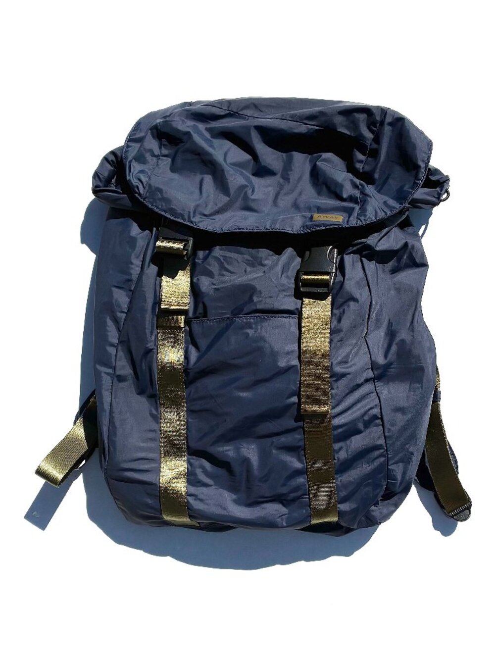 Away Packable Water-Resistant Backpack, Navy/Tan - Picture 7 of 9